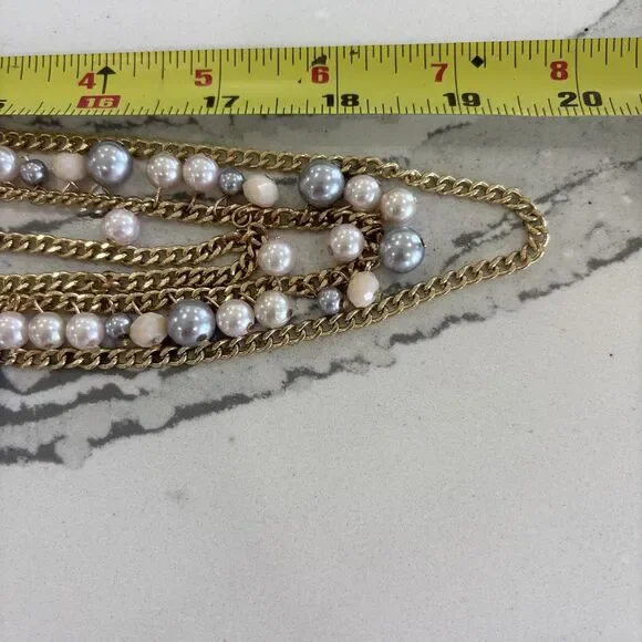 NEW Faux Pearl Beaded Necklace Earring Set Gold Tone Pink NWT Mom Wife Gift Glam - Picture 5 of 8